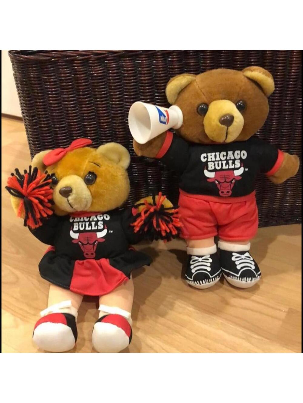 Chicago Bulls Stuffed Bear Pair - Cheerleader and Player